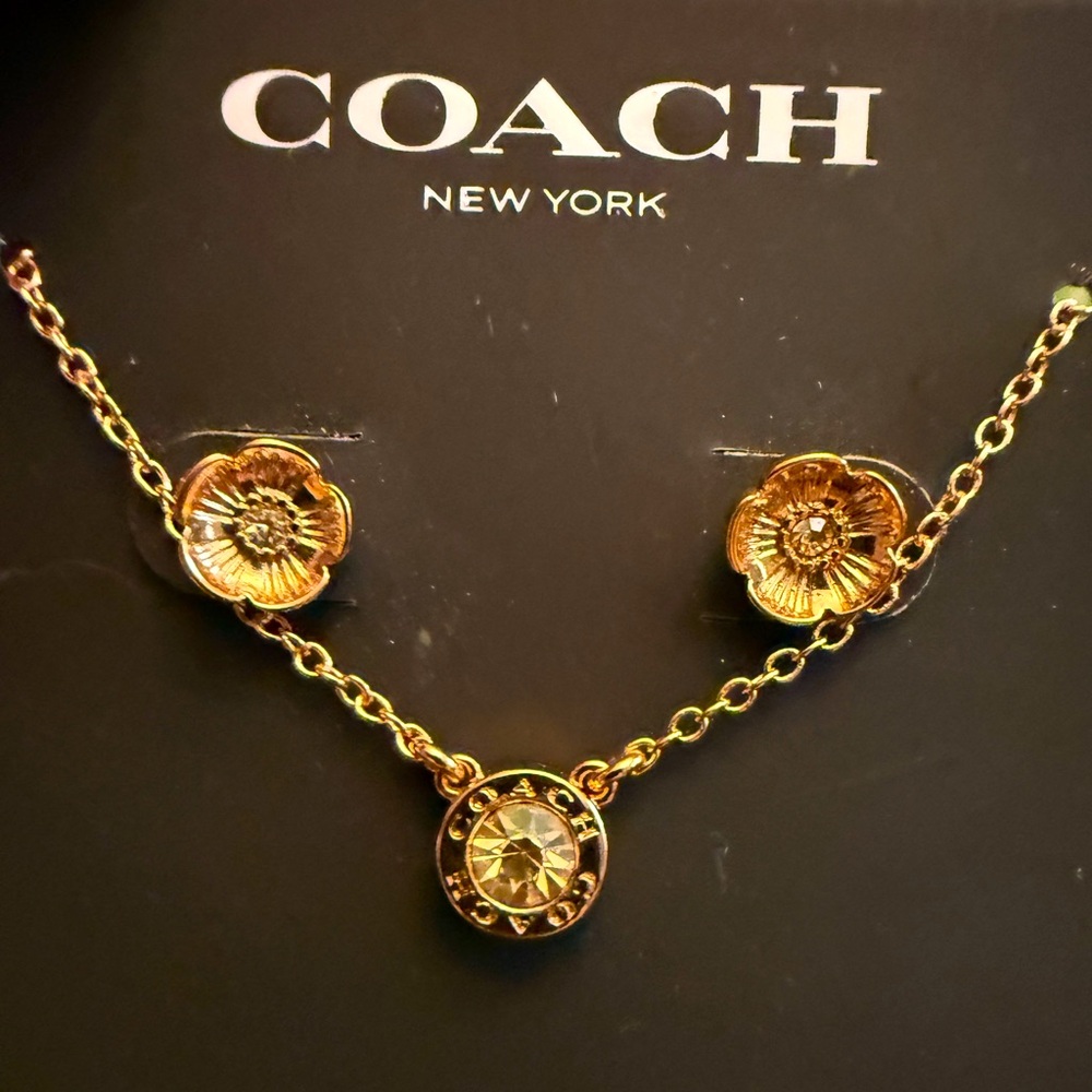 Coach Gold-Tone Necklace and Earring Set